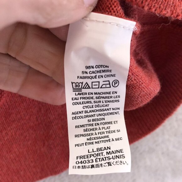 L.L.Bean Mens Sweater Size XL Pullover Classic V-Neck Cashmere Blend Red Casual - Picture 7 of 12